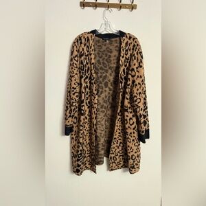1.STATE Animal-Print Tan Black Cheetah Cardigan Sweater Plus Sz 3X